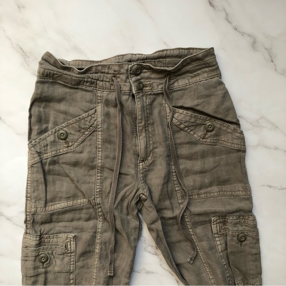 American Eagle Outfitters Olive Cargo Linen Blend Pant - Picture 6 of 14